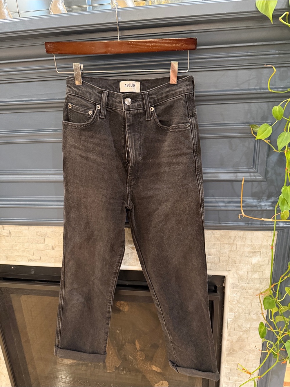 Agolde Women’s 90’s Pinch Waist Black Washed Jeans